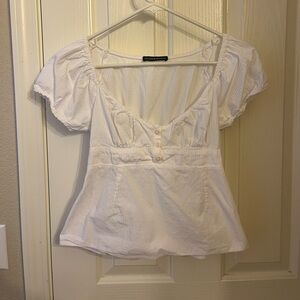 John Galt Brandy white short sleeve babydoll top